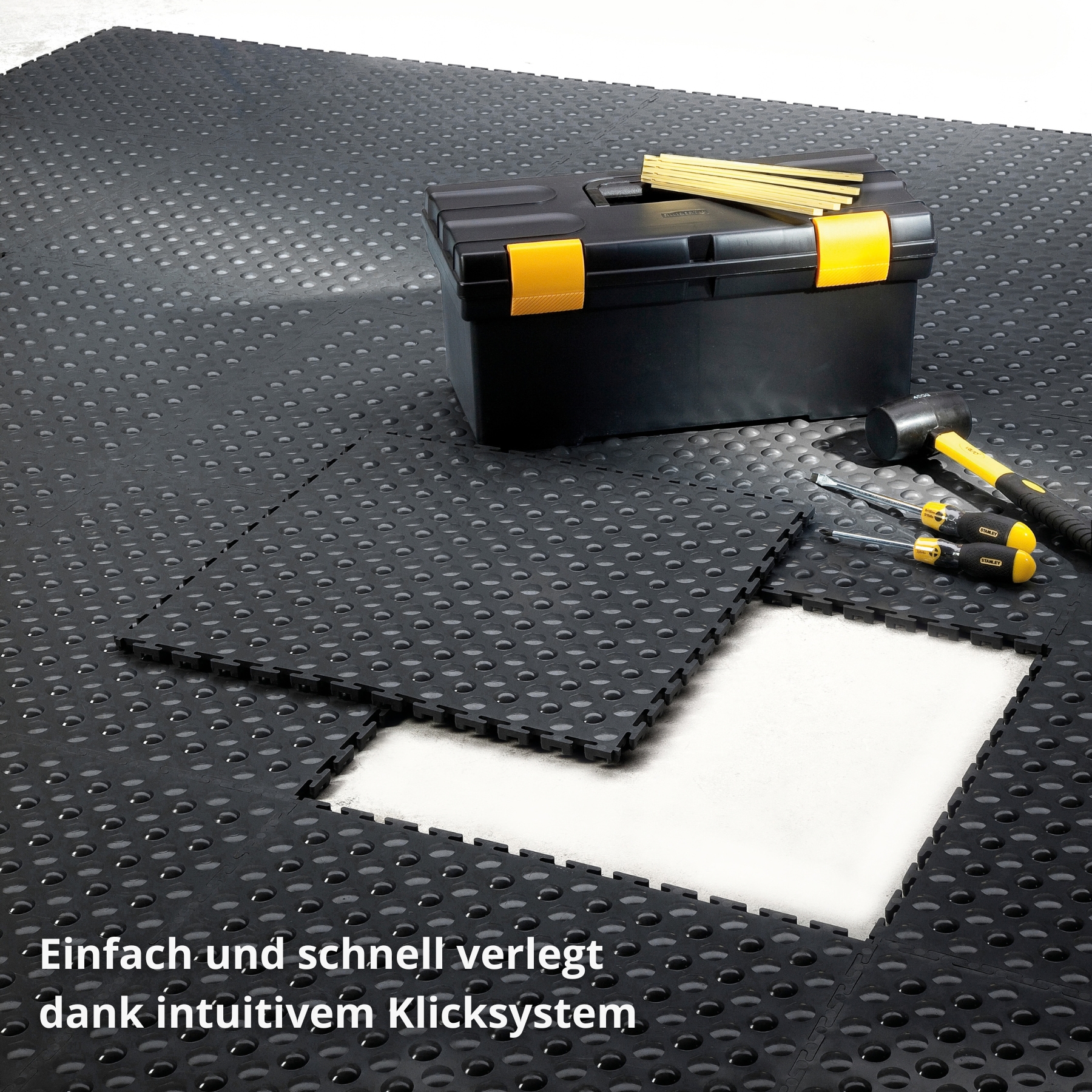 Flexi-Tile PVC Klickfliese Comfort Schwarz 14mm