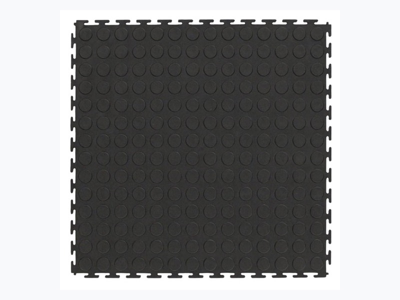 Schwarze Flexi-Tile PVC-Klickfliese 4,5 mm mit genoppter Oberfläche und sichtbarer Klickverbindung
