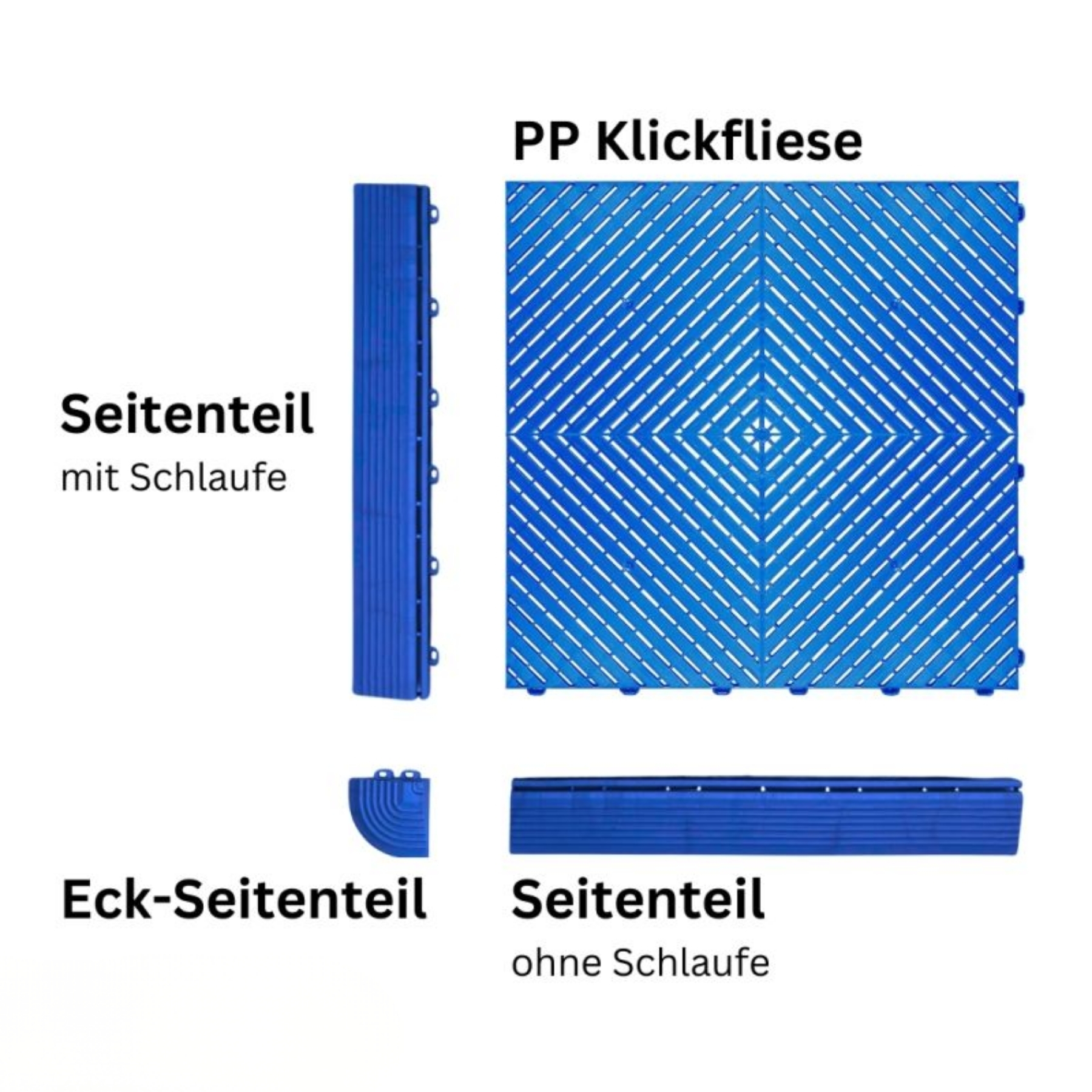Smoothtrax Garagenfliese  Blau Gitter Flach