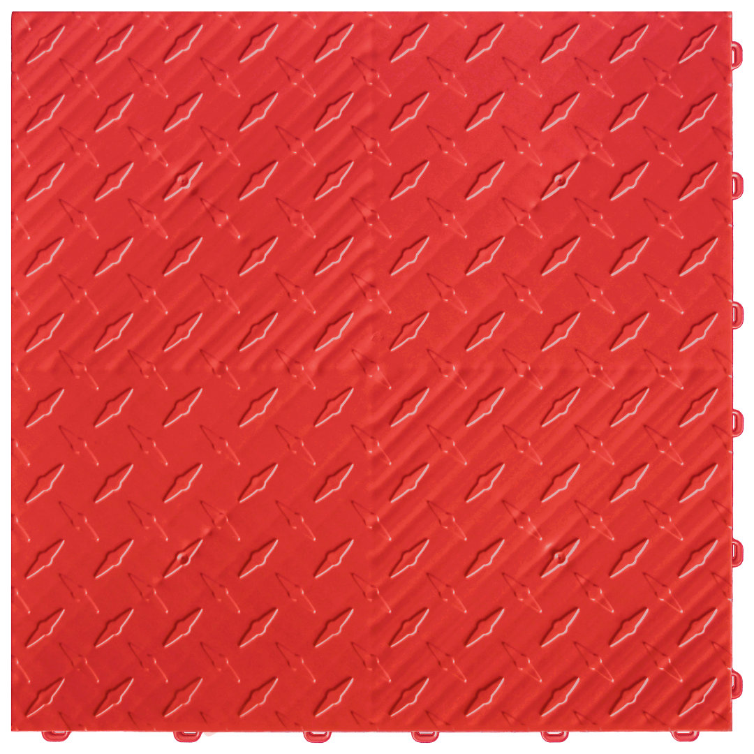 PP Garagenfliese Rot Riffeloptik