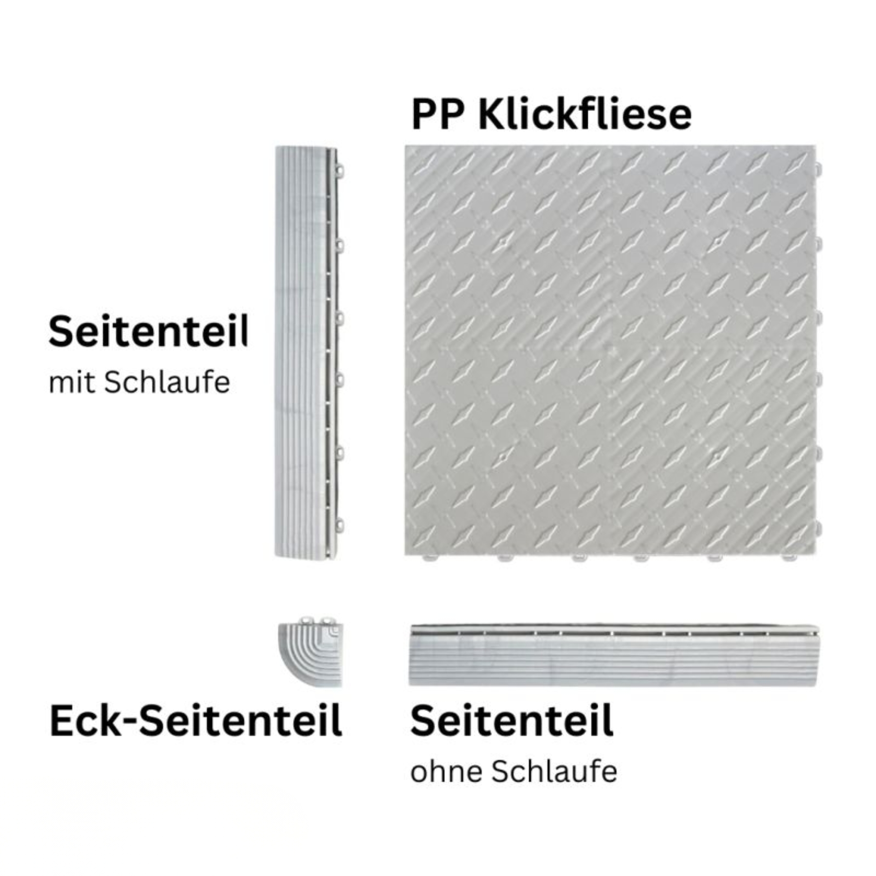 Diamondtrax Garagenfliese Silber Riffeloptik