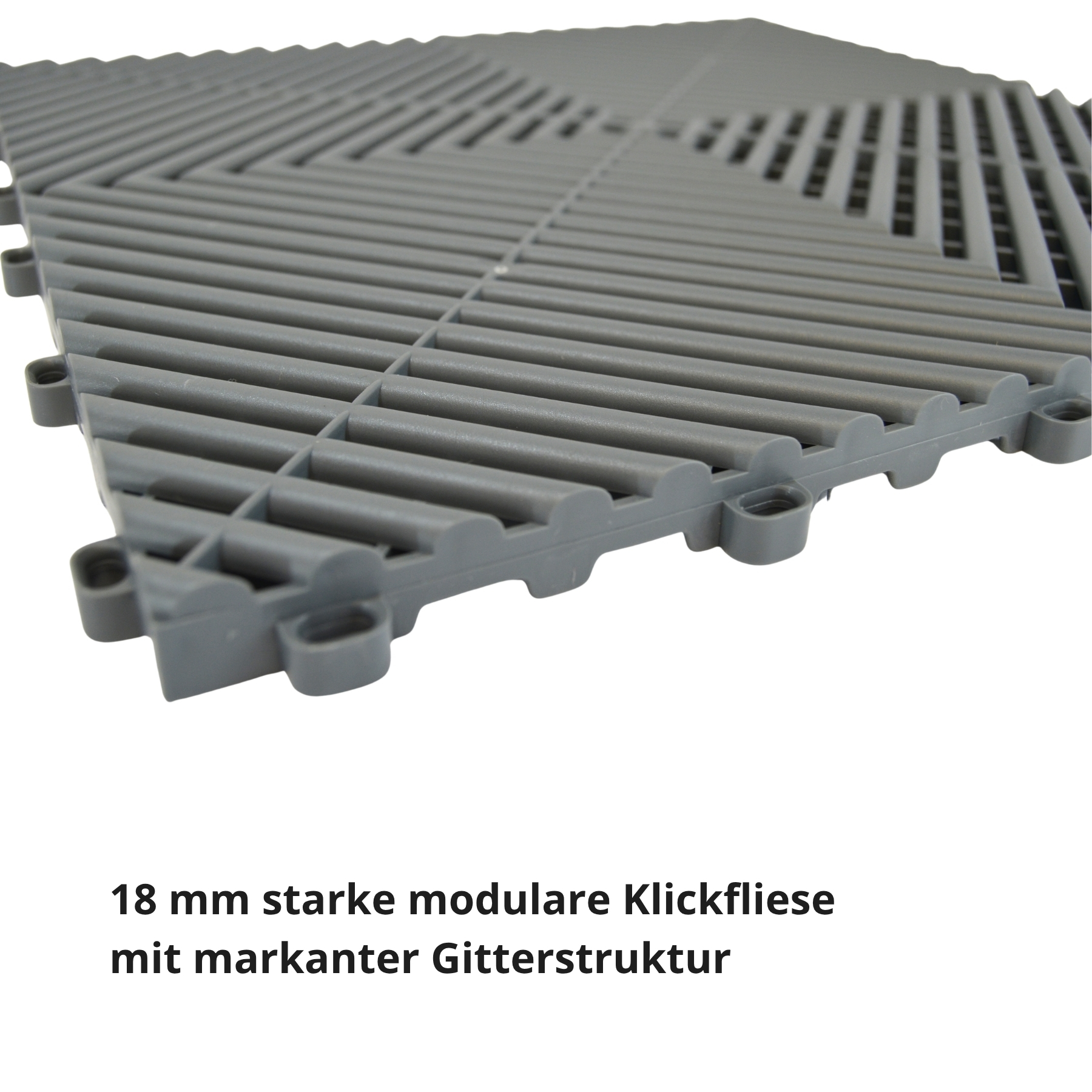 Ribtrax Pro Klickfliese  Dunkelgrau Gitter Rund