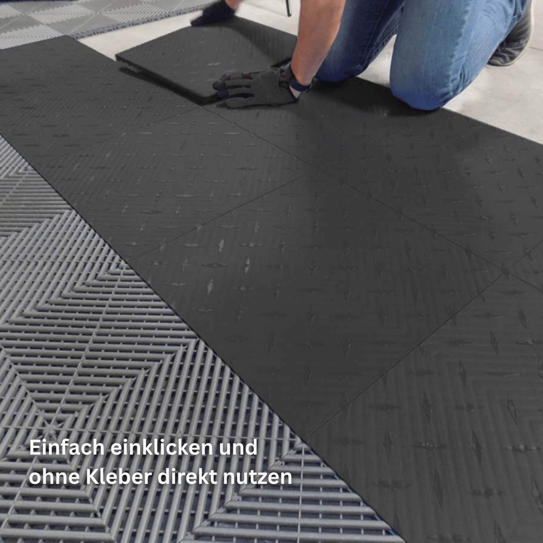 Diamondtrax Garagenfliese Schwarz Riffeloptik