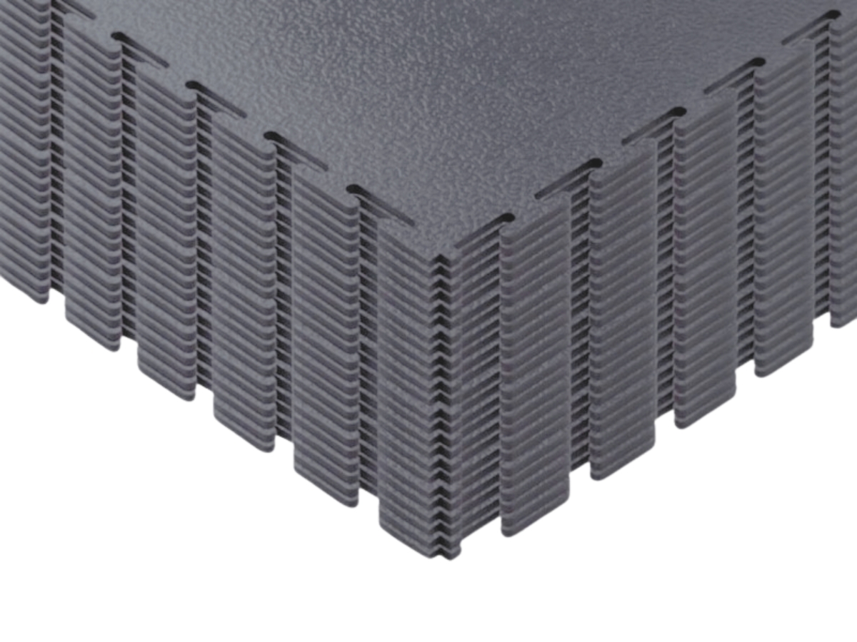 Dunkelgraue Flexi-Tile Eco Garagenfliese 4,5 mm mit feiner Hammerschlagoberfläche