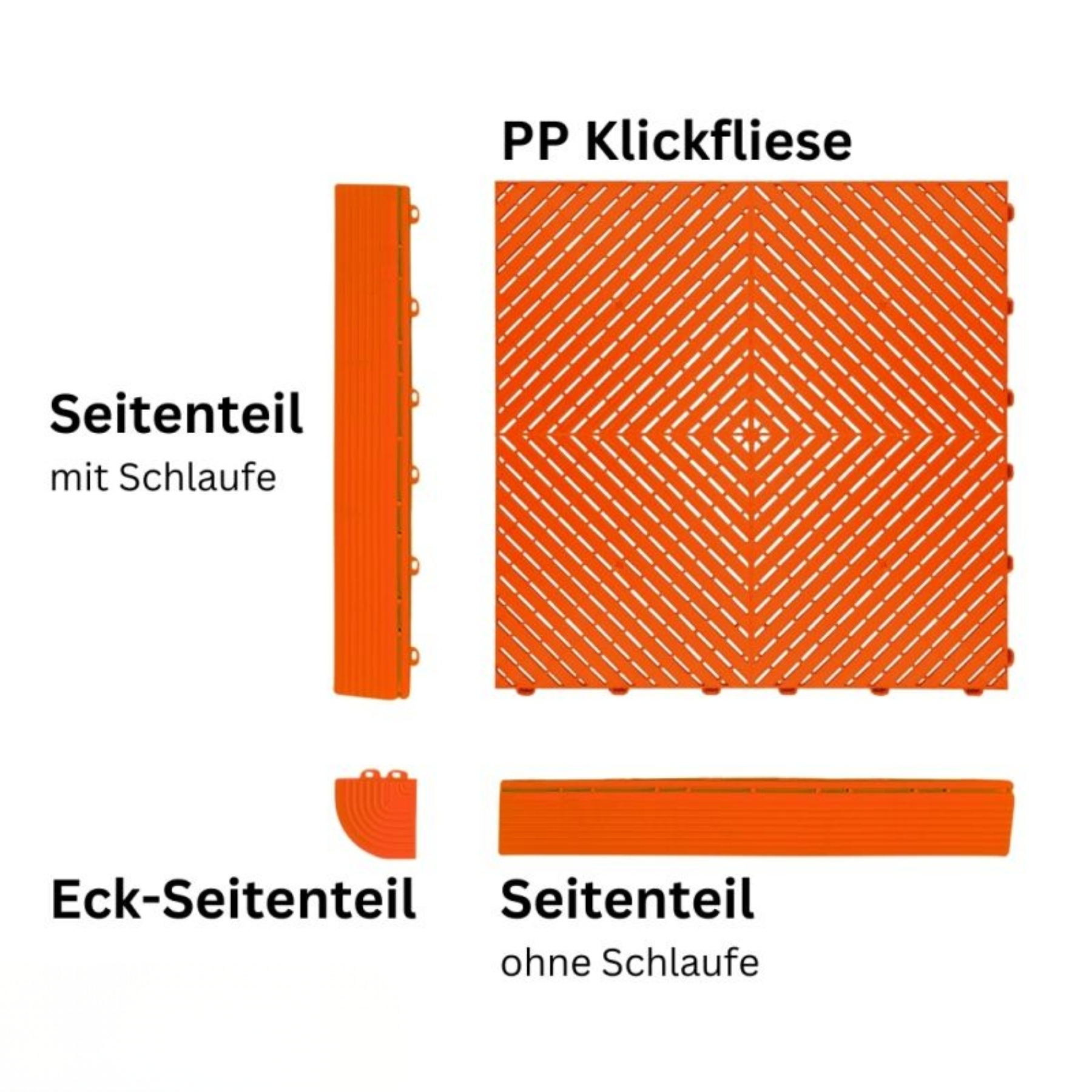 Smoothtrax Garagenfliese  Orange Gitter Flach