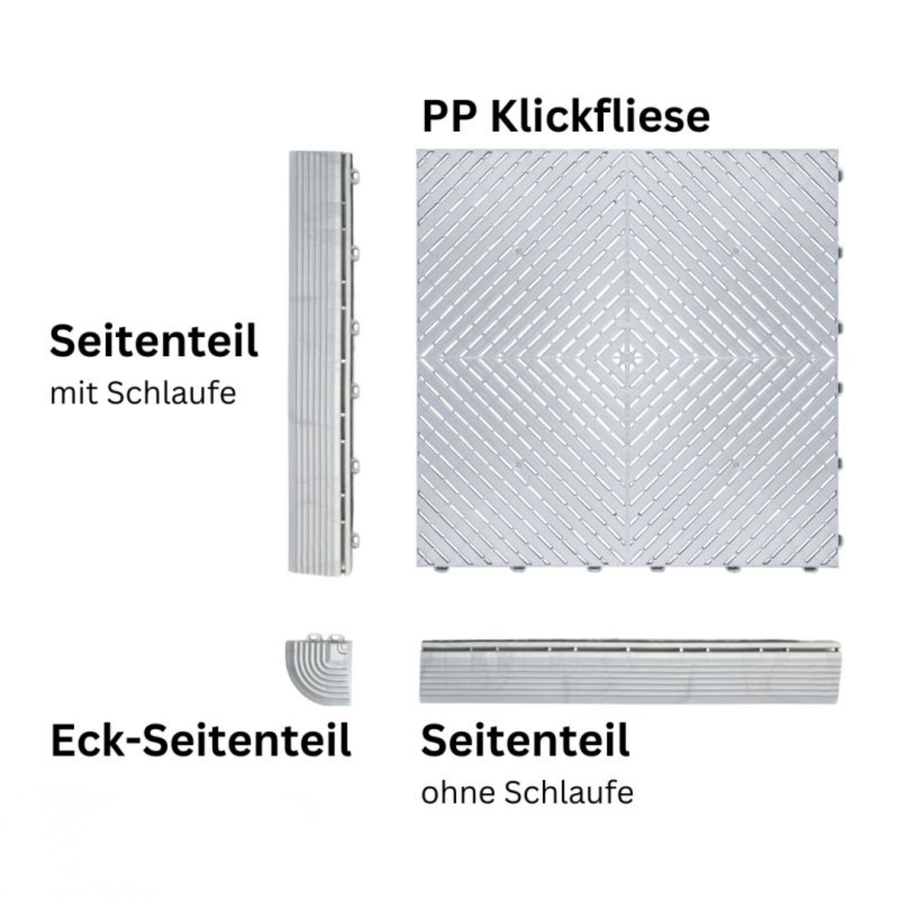 Smoothtrax Garagenfliese  Silber Gitter Flach