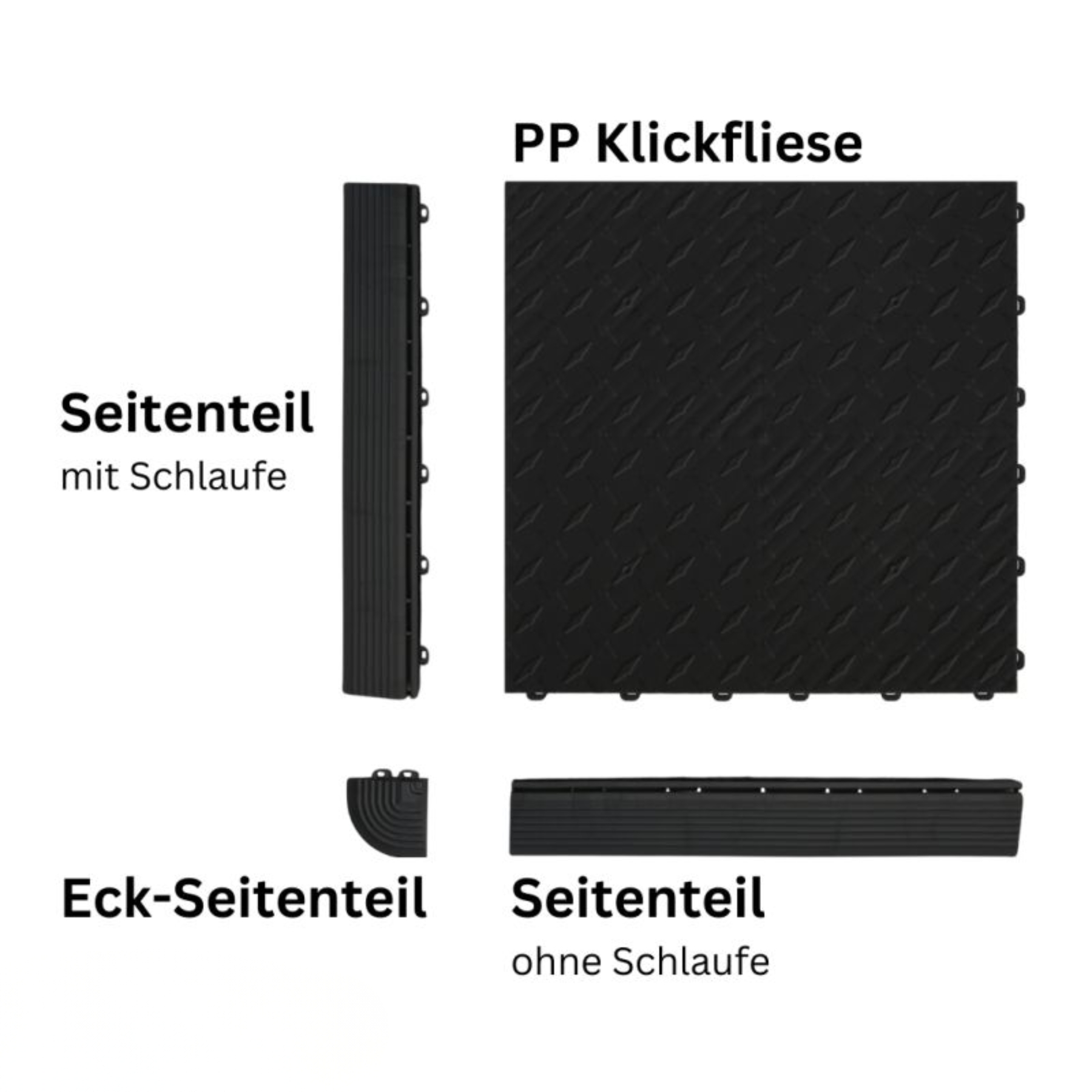 Diamondtrax Garagenfliese Schwarz Riffeloptik