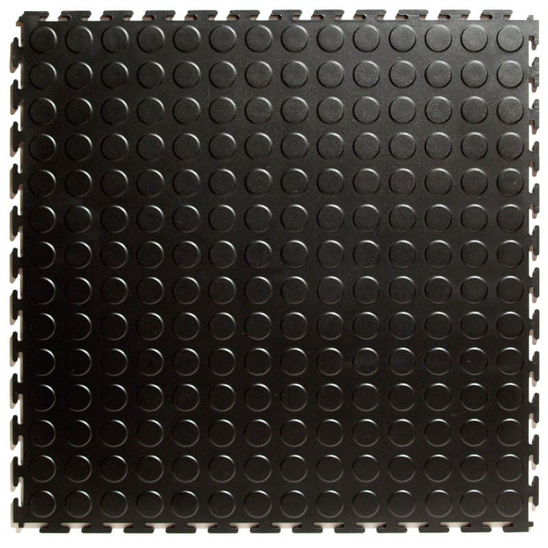 Schwarze Flexi-Tile PVC-Klickfliese 4,5 mm mit genoppter Oberfläche in der Vorderansicht