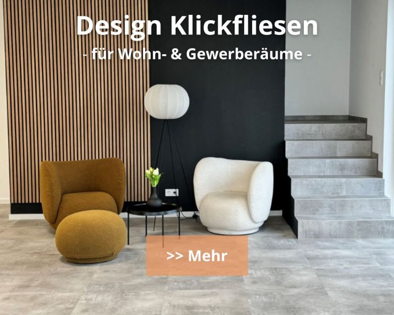 Modulare Design-Klickfliesen in Holz- und Steinoptik